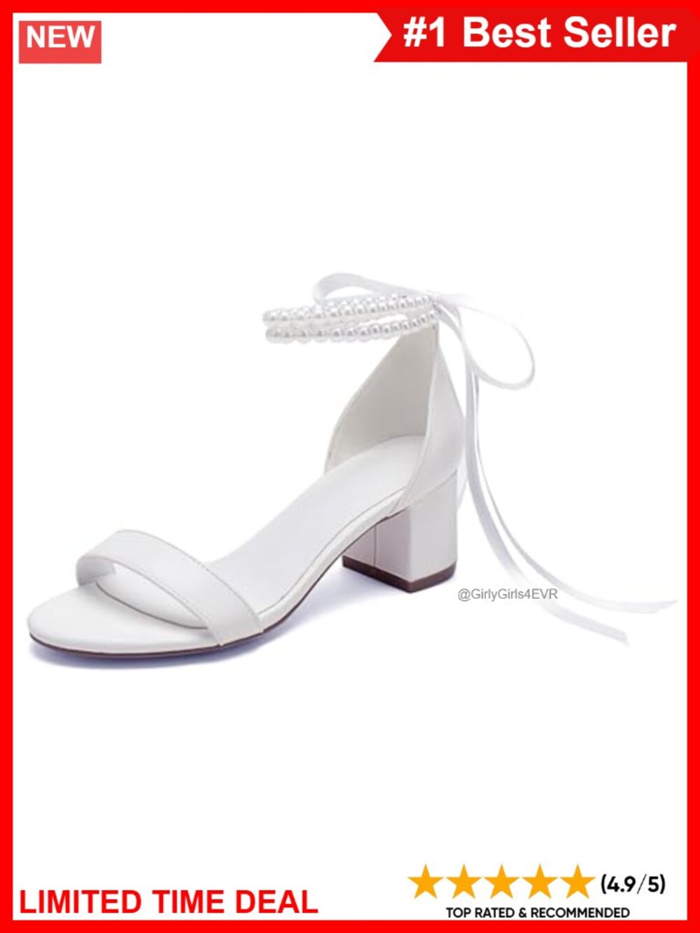 Pearl Open Toe Bridal Heels Low Block Wedding Shoes with Bow
